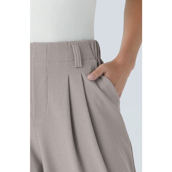 Halara Flex High Waisted Pocket Gray Wide Leg Waffle Career Office Pants, Size L - Picture 4 of 10